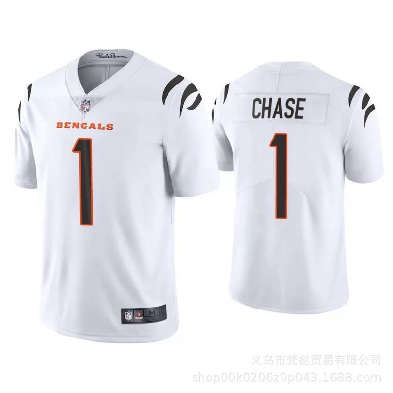 Cincinnati Bengals NFL Football Jersey Burrow 9 Chase 1 Embroidered Fan Wear Unisex V-Neck Cotton Sport Shirt