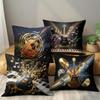 Guitar & Music Note Throw Pillow Covers, Glowing Acoustic Guitar With Sound Wave Print Cushion Cases Rock Music Lover Home Decor