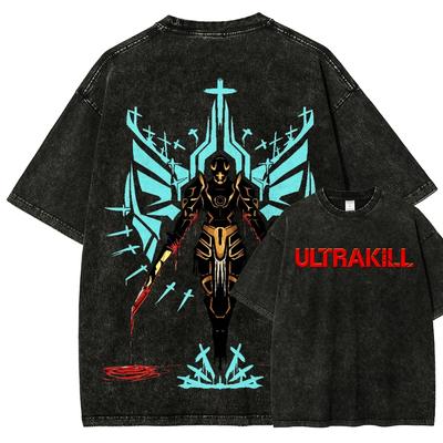 ULTRAKILL Animeelsker Vasket T-shirt Året rundt tøj Høj kvalitet Personlighed Tøj Plus Size Unisex Ny Model Par t-shirt
