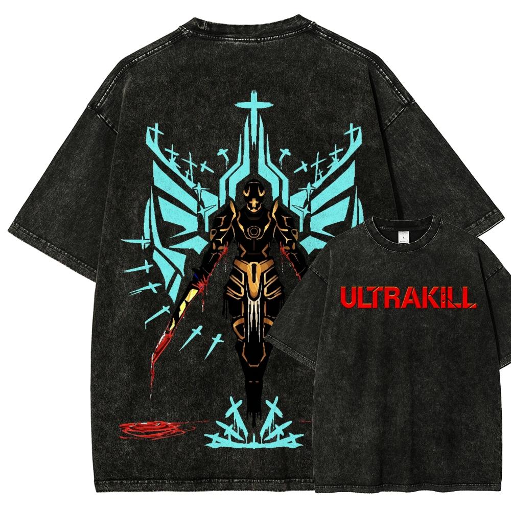 

ULTRAKILL Аніме-любитель Прана Потерта Футболка Одяг на весь рік Висока якість Особистість Одяг Великі розміри Унісекс Нова модель Футболка для пари XL