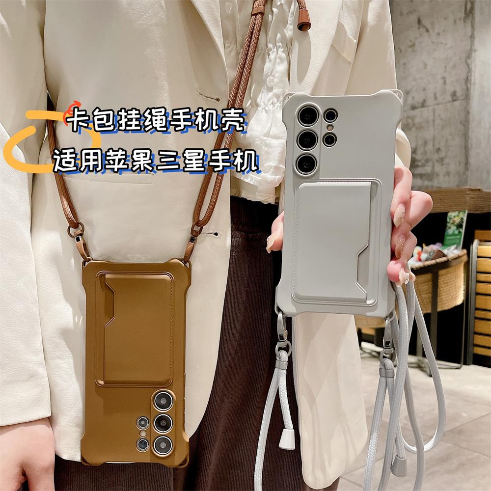 Silicone for Samsung Card Case S24Ultra Mobile Phone Case A55/A54 Apple iPhone 16 Crossbody Lanyard