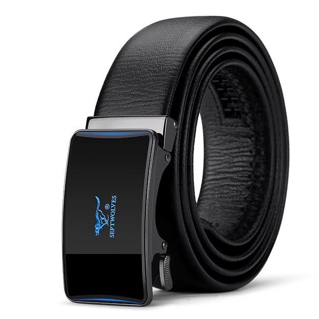 Seven Wolves Men s High-End Leather Automatic Buckle Belt – Versatile Business & Gift Option 120 cm