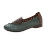 Ethnic Style Soft Leather Soft Bottom Hole Single Shoes Women's Spring and Summer New Breathable Middle-aged and Elderly Doudou Single Shoes