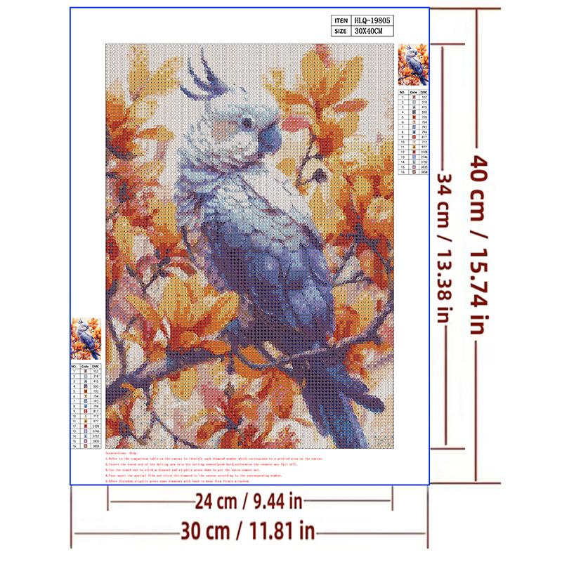 5d DIY Diamond Painting Cross Stitch Purple Parrot Diamond Embroidery Animal Mosaic Full Round Drill Home Decor