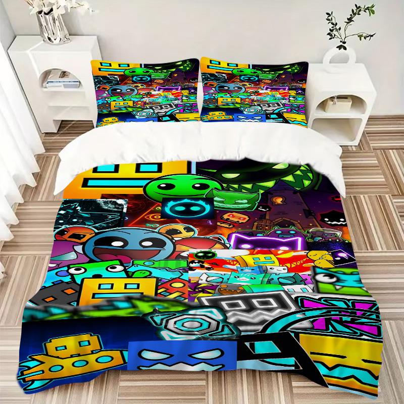 Colorful Cartoon Characters Print 3Pcs Bedding Setduvet Cover With 2 Bedropillowcase Home Birthday Gift
