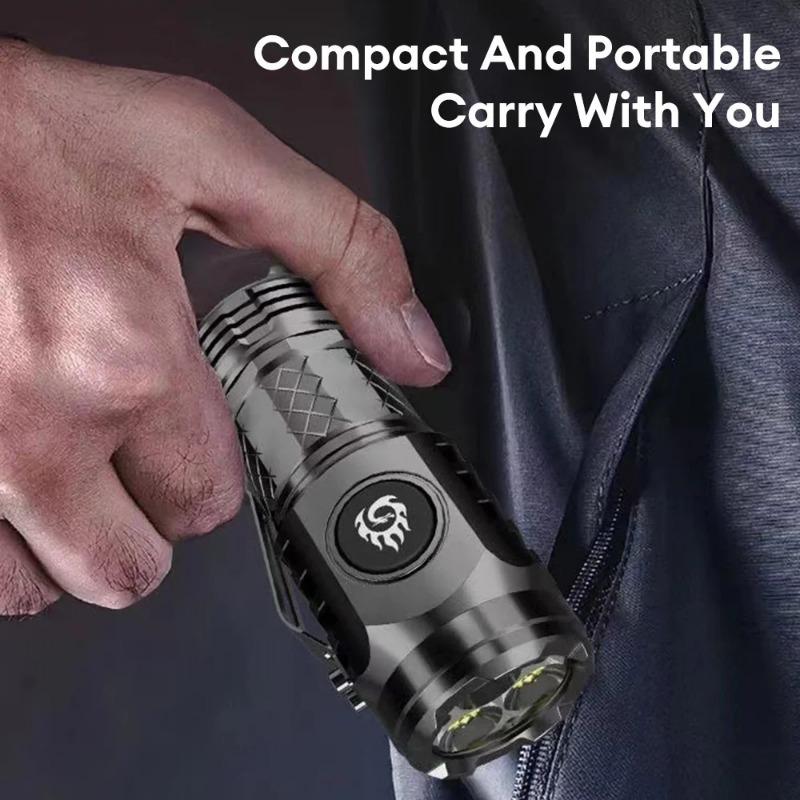 Three-Eyed Monster Mini Flashlight Super Bright Pocket Flashlight Torches 5 Modes Rechargeable & Waterproof Handheld Flashlight