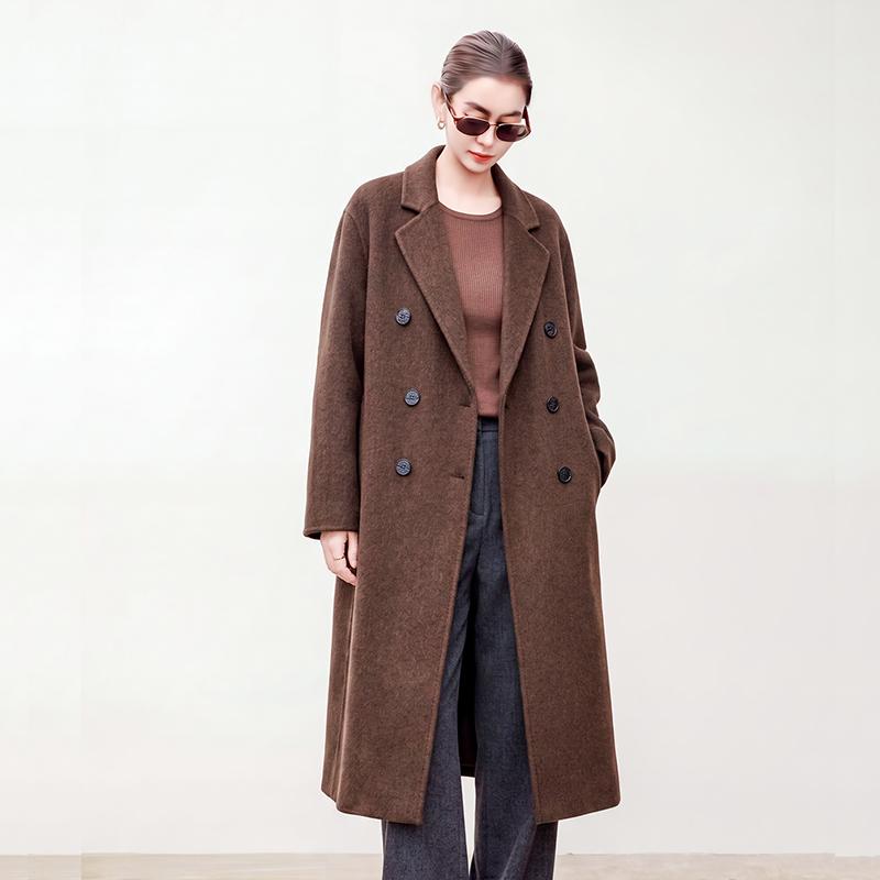 100% Wool Women Coat Autumn Wool Long Coat Handmade Pea Coat Winter Warm Wool Long Jacket Overcoat