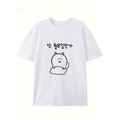 2025 Summer Cotton Short Sleeve T-Shirts Fashion Cute Cartoon Print Round Neck Breathable for Oversized Casual Loose Unisex Top