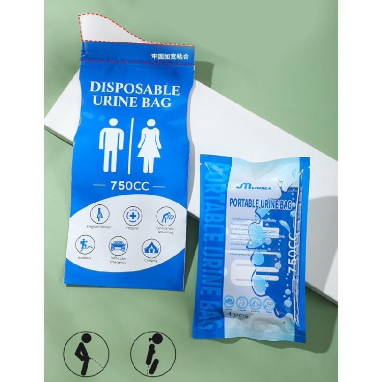 4Pcs 750ML Portable Car Toilet Urine Bag Disposable Urine Bag Outdoor Travel Camping Pee Bags for Men Women Easy To Use