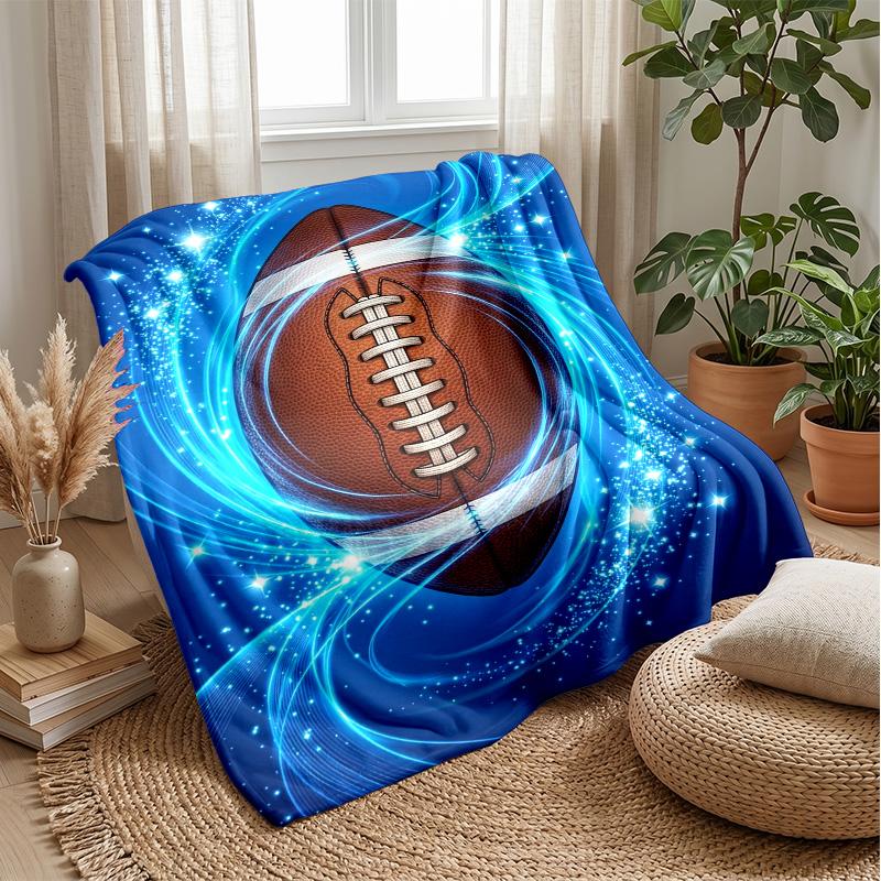 American Football in Stadium blanket Personalized Name Flannel Blanket Soft Cozy Plush Throw for Sofa Bed Lightweight Home Decor