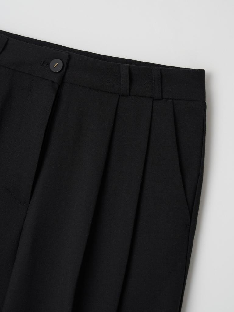 PREMIERE AMOUR Rich Blend Two-Tuck Wide Slacks - Black