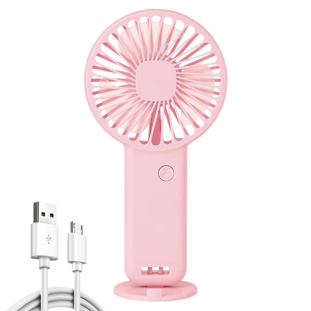 Tragbarer Mini-Ventilator 600mAh USB-wiederaufladbar 3 Modi Mit Handyhalter für Reisen Make-up Wimpern Spaß Kinder Mädchen Frauen