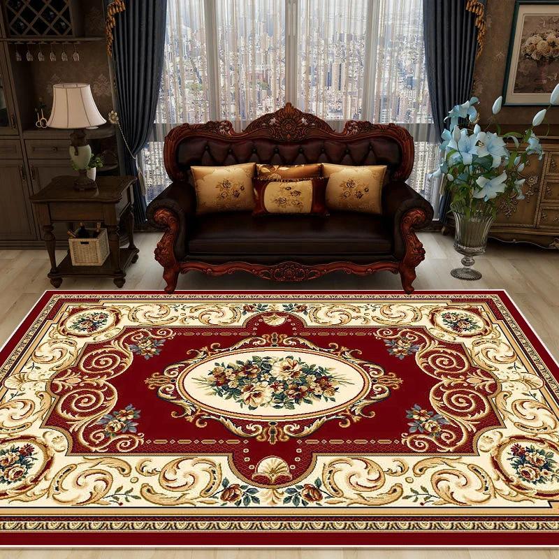 Europäische Luxusteppiche für Wohnzimmer Flanell Heimdekor Teppiche Schlafzimmerdekor Zuhause Alfombra Plüsch rutschfeste Matte Balkon Ruhematte