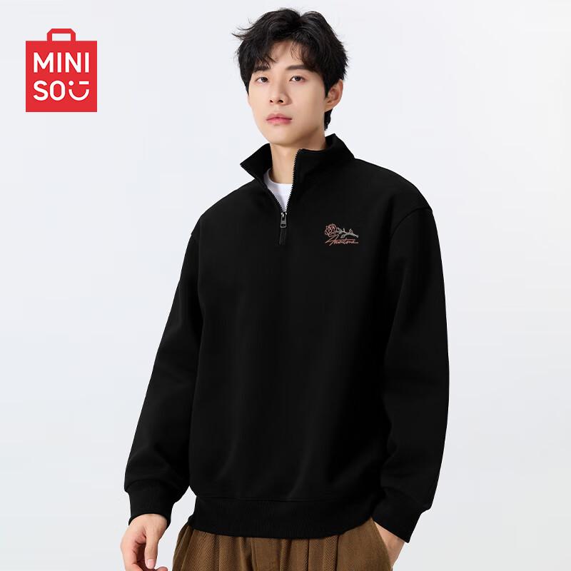 

MINISO Men s Heavyweight Half-Zip Stand Collar Sweatshirt M