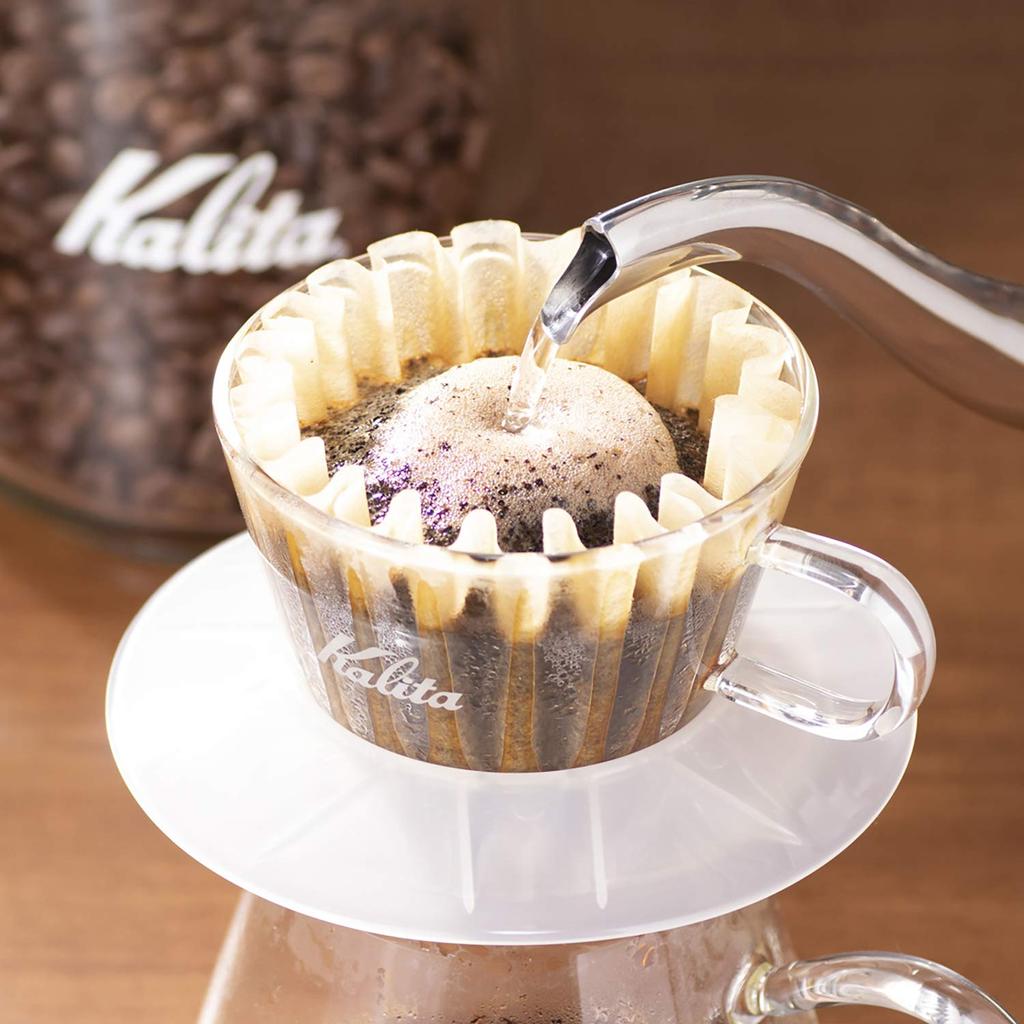 Kalita Enjoy the Brewing Process Coffee Dripper Wave Series For 1 To 2 People Glass Dripper Made of Glass Clear Drip Equipment For 1 Person For 2
