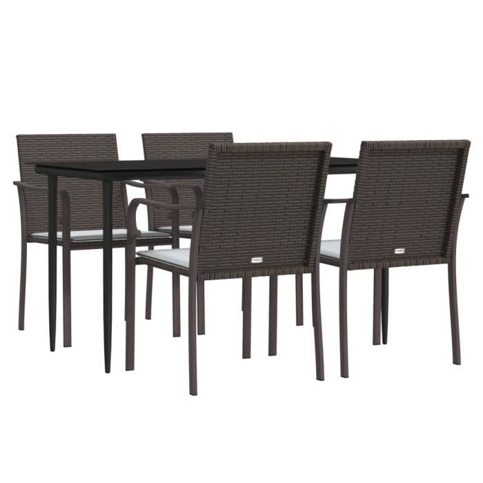 VidaXL Ensemble à manger de jardin 5 pcs coussins résine tressée acier 3186941