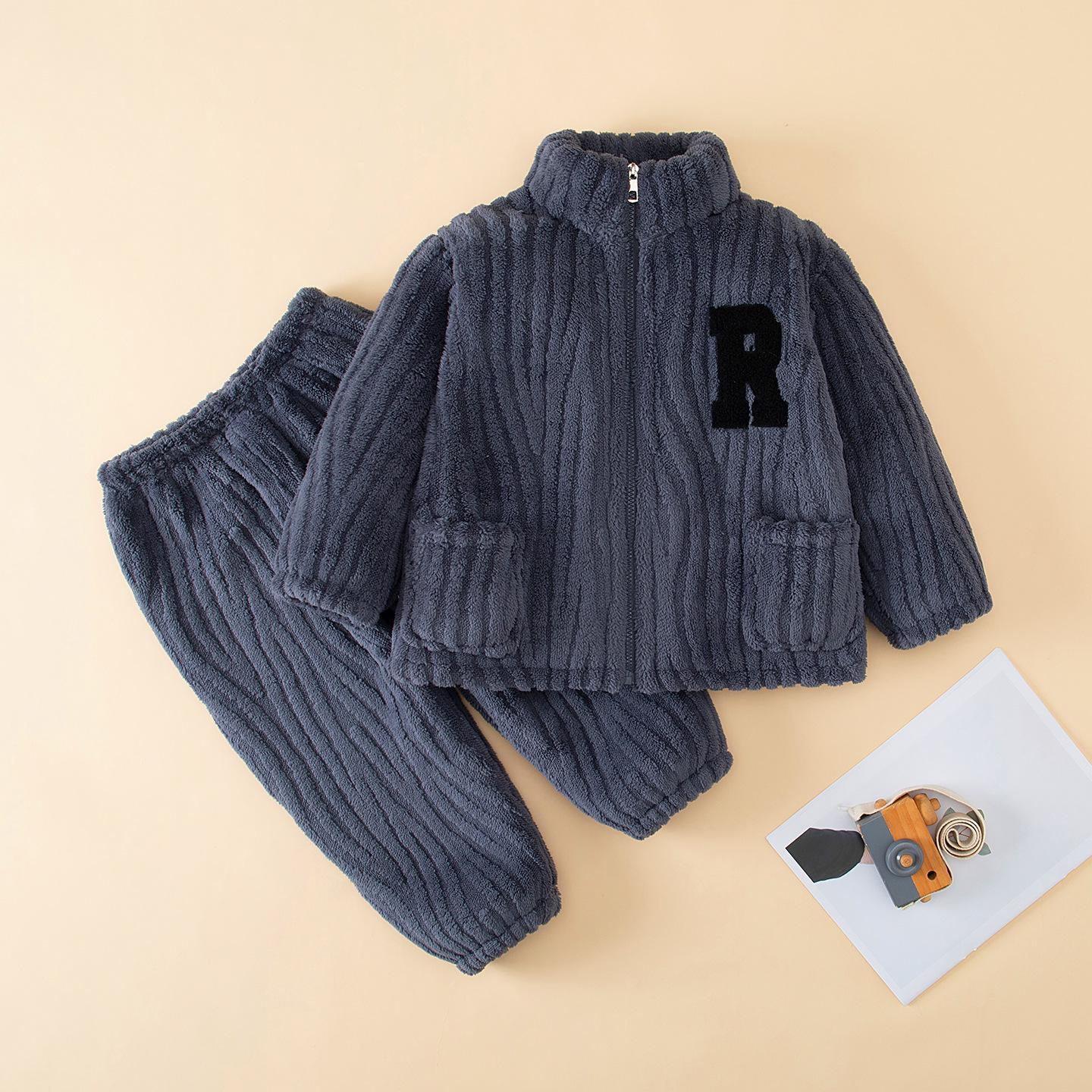 Уютный детский зимний фланелевый пижамный комплект - Теплый коралловый флис 90 - Height 80-90cm (up to 13kg)