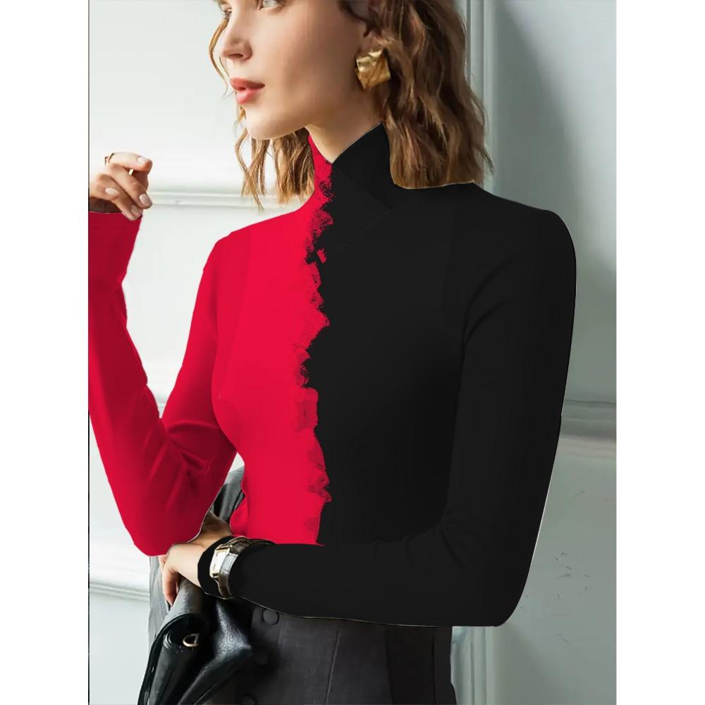 Women's Cheongsam Collar Long-sleeved T-shirt, Suitable for Women, Regular Version, Spring and Autumn Series
