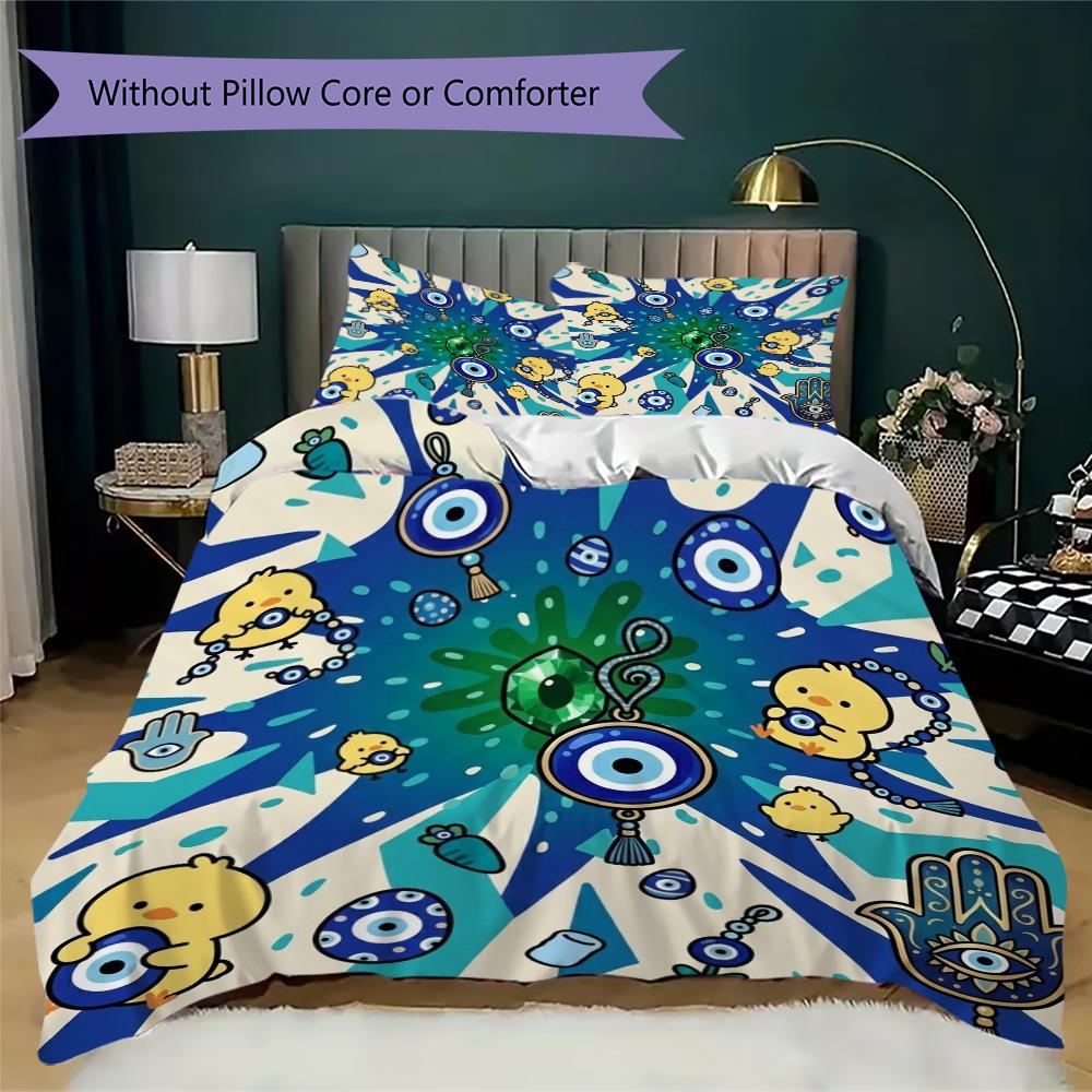 Evil Eye Pattern Bedding uilt Set uilt Cover Pillowcase Home Decoration Birthday Gift (1 * duvet cover + 2 * pillowcase  without core)60