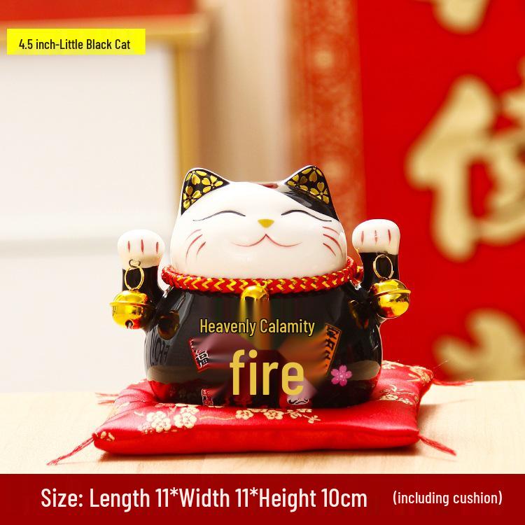 Lucky Cat Ceramic Decor: Creative Japanese Fortune Cat Small Piggy Bank - Ideal Gift for Store Openings