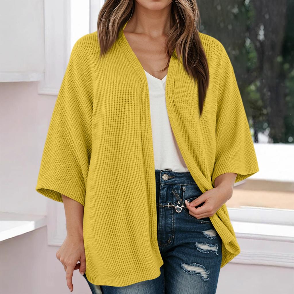 Women Fashion Cardigan Casual Ribbed Knit Open Front Short Sleeve Color Lightweight Soft Shirts