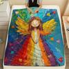 Anime Angel Pattern Throw Blanket - Soft Cozy Art Print Aesthetic Accent for Sofa Bed Air Conditioning Office Nap Gift