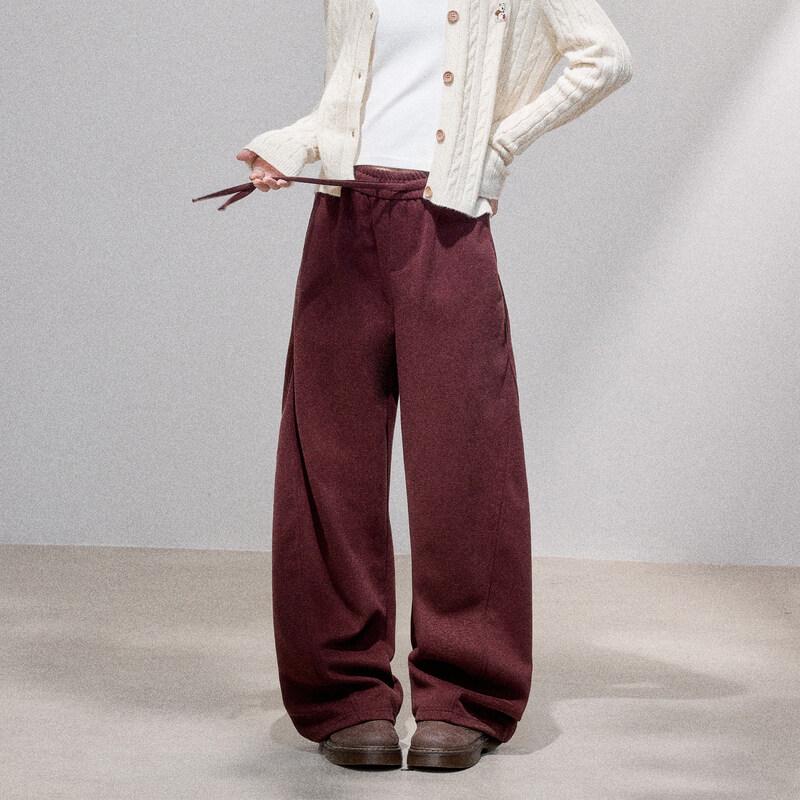 ICH MODE Pine Tea Cocoa Women s Wide-Leg Casual Pants L