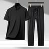 LangSha Men's Ice Silk Short Sleeve Polo Set