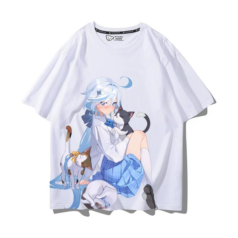 Popolari T-shirt da Uomo Genshin Impact Furina Stampa 3D Manica Corta Magliette Moda Uomo Donna Girocollo Top Abbigliamento Estivo