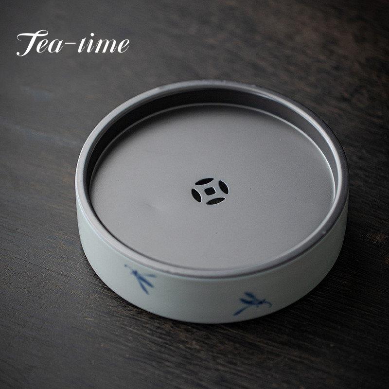 

350ml H-painted Orchid Pot Bearing White Porcelain Household Ceramic Moon Teapot Base Alloy Cover Kung Fu Tea Set Tea Tray