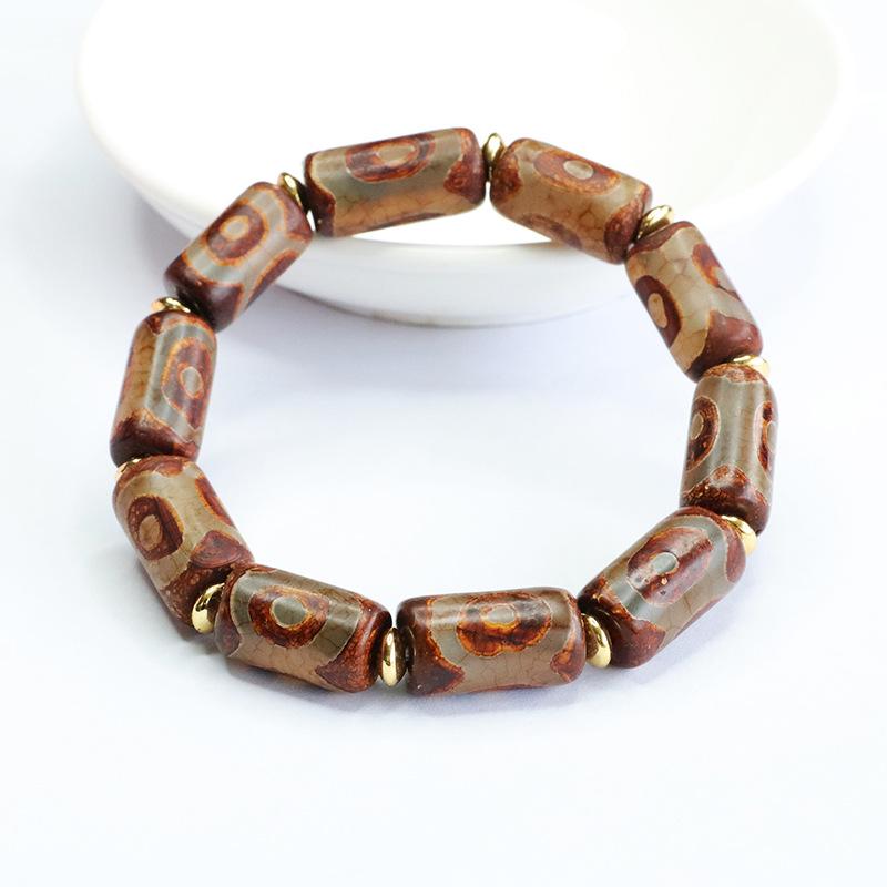 Juan Yu Schwarzer Achat & Neunäugige Dzi-Perle Armband MN3063001