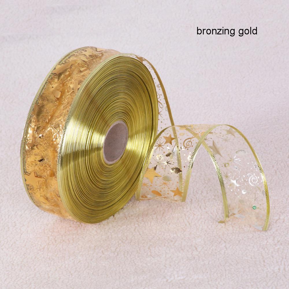 Christmas Decoration Ribbon Width Powdered Gilding Ribbon Gift Packing Ribbon Wedding Festival Xmas Party Decor 100 Yards/Roll