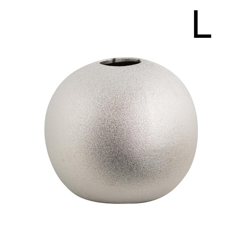 1 Stück Kugelförmige Blumenvase Finish Dekorative Kugel Galvanisierte Keramikvase Premium Metallische Wohnzimmerdeko Keramikvase
