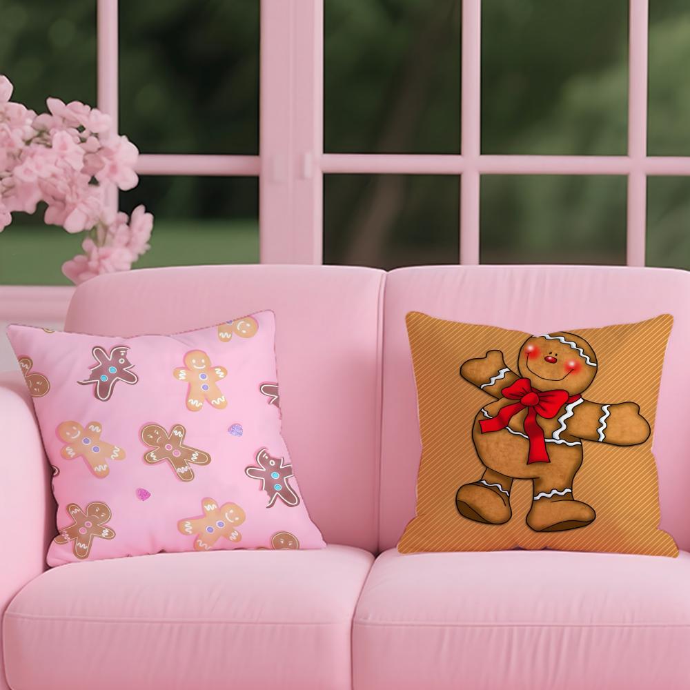 Cookie Run Kingdom Gingerbrave Cushion Cover Reversible Plush Pillow Cover – For car, sofa, bedroom, perfect as a gift.