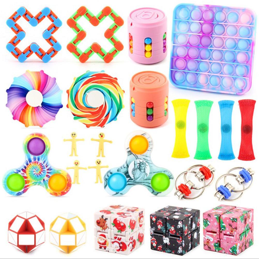 24Pcs Christmas Stress Relief DIY Toy Set Decompression Fidget Kit for Kids & Adults Holiday Gift