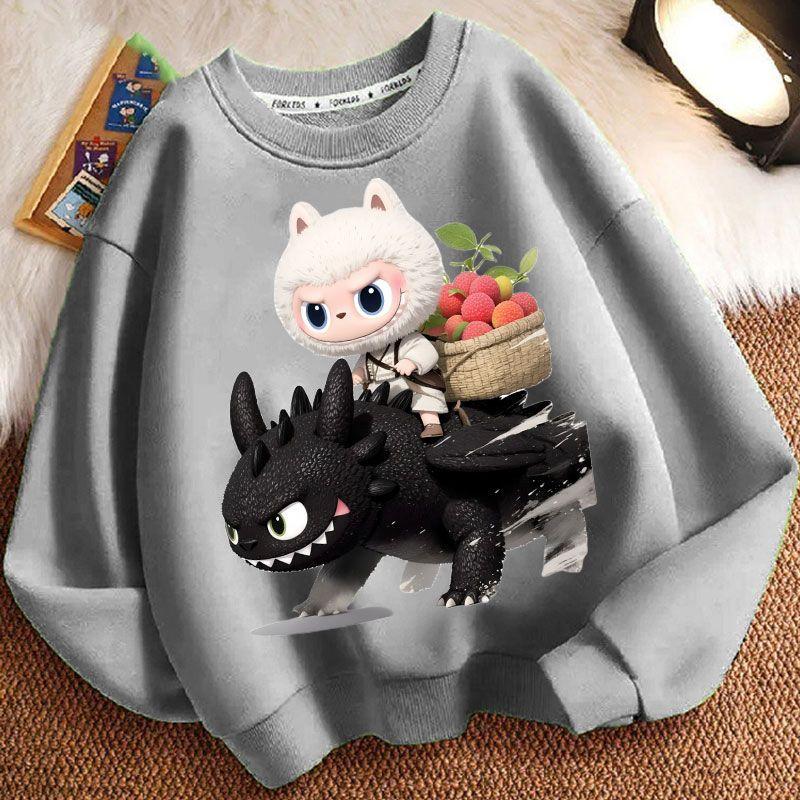 Cute Round-neck Hoodies for Children, Long-sleeved Loose Hoodies for Boys and Girls  Spring and Autumn