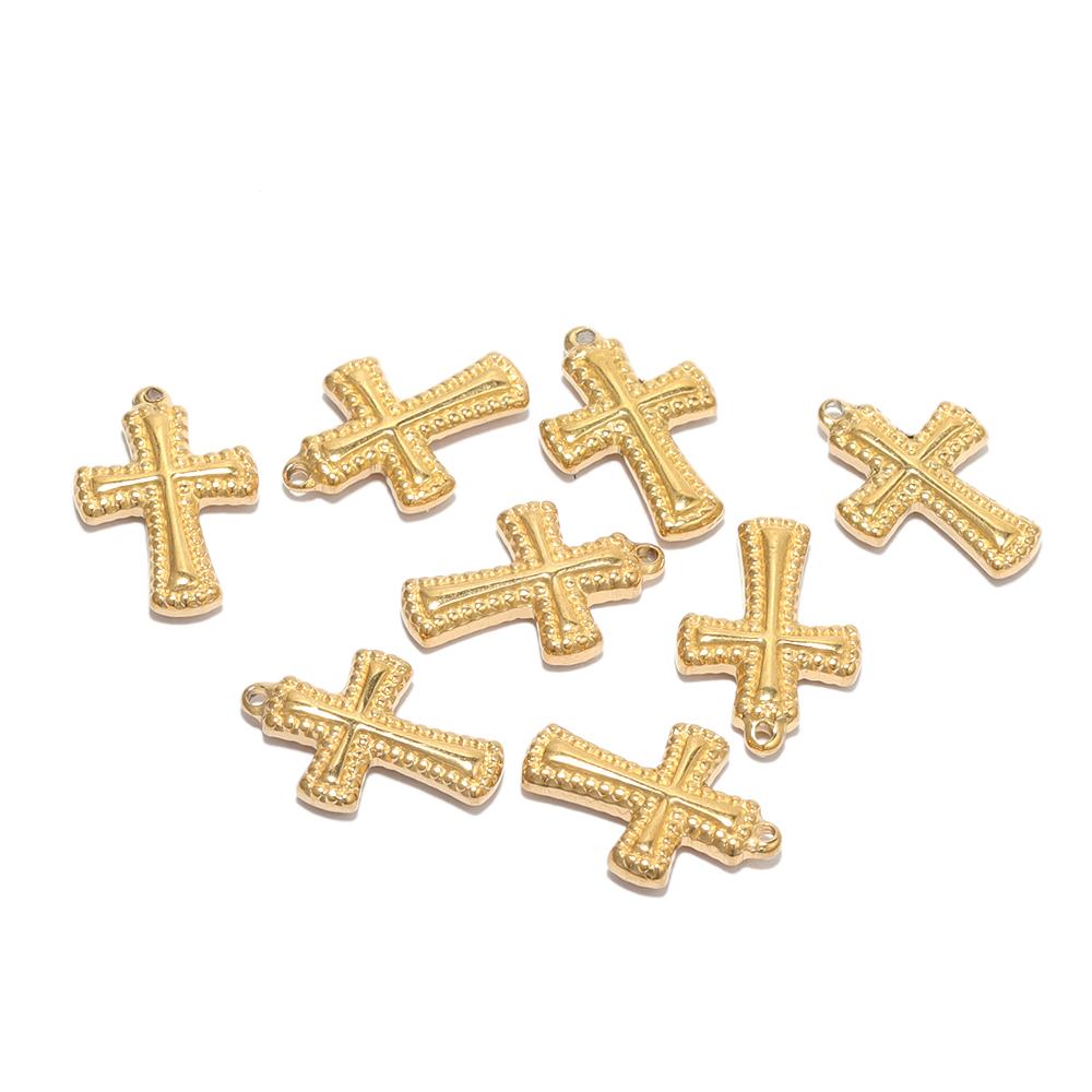 5pcs Stainless Steel Casting Cross Charms DIY Religious Jewelry Pendant Vintage Necklace Making Chokers Findings Supplies