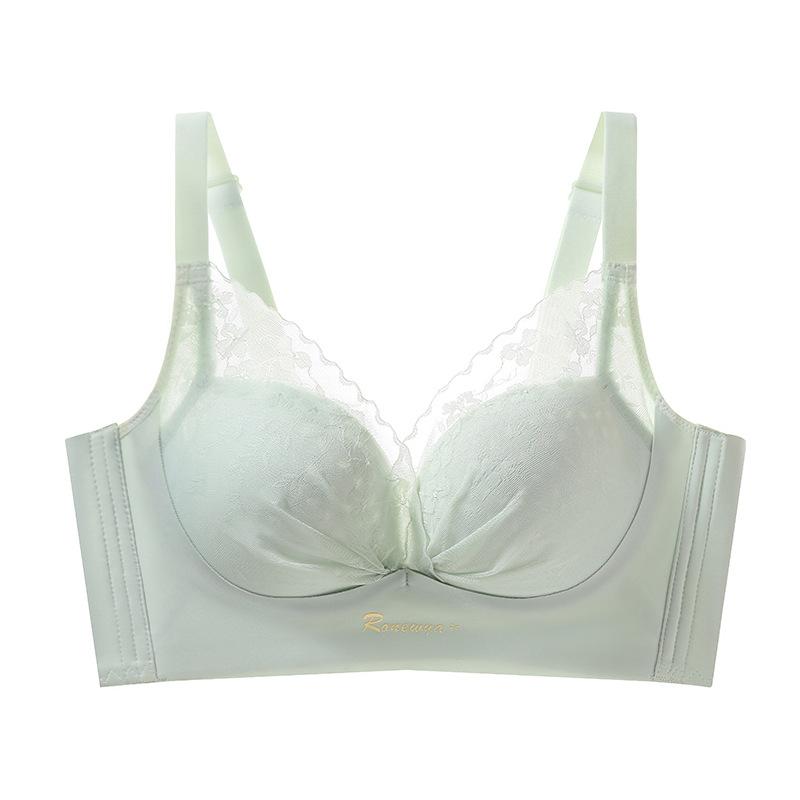 Lace Small Breasts Show Large Gathering Adjustment Type, Double Breasts, Anti-sagging, No Steel Ring Bra, Thick Cup
