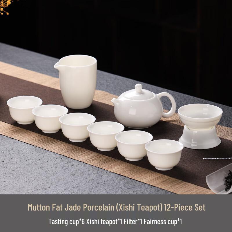 LISM Xishi Pot Mutton Fat Jade Ceramic Tea Set
