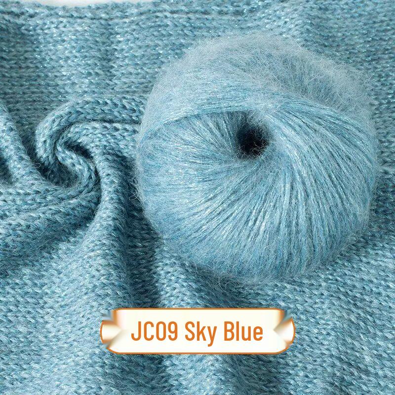 Medium-Thick Sparkly Mohair & Wool Soft Hand-Knitting Yarn Skein