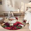 Christmas Round Floor Mat Suitable for Bedrooms Balcony Decorate Room Dining Room Antislip Round Carpet Decorate Offices