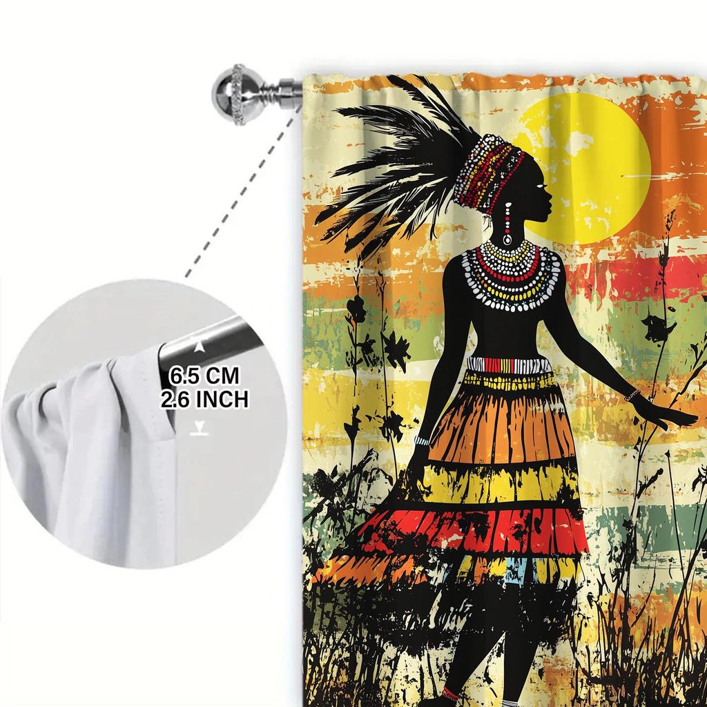 Artistic Panels African Primitive Tribal Decoration Semi Curtain Half Suitable Home Decorative Curtains Light Blocking Made Of Polyester