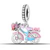 Authentic Original Copper Metal Charm Bead Components Luxury Pink Romantic Bicycle Pendant Bead Component Bead Components Compatible With Bracelet