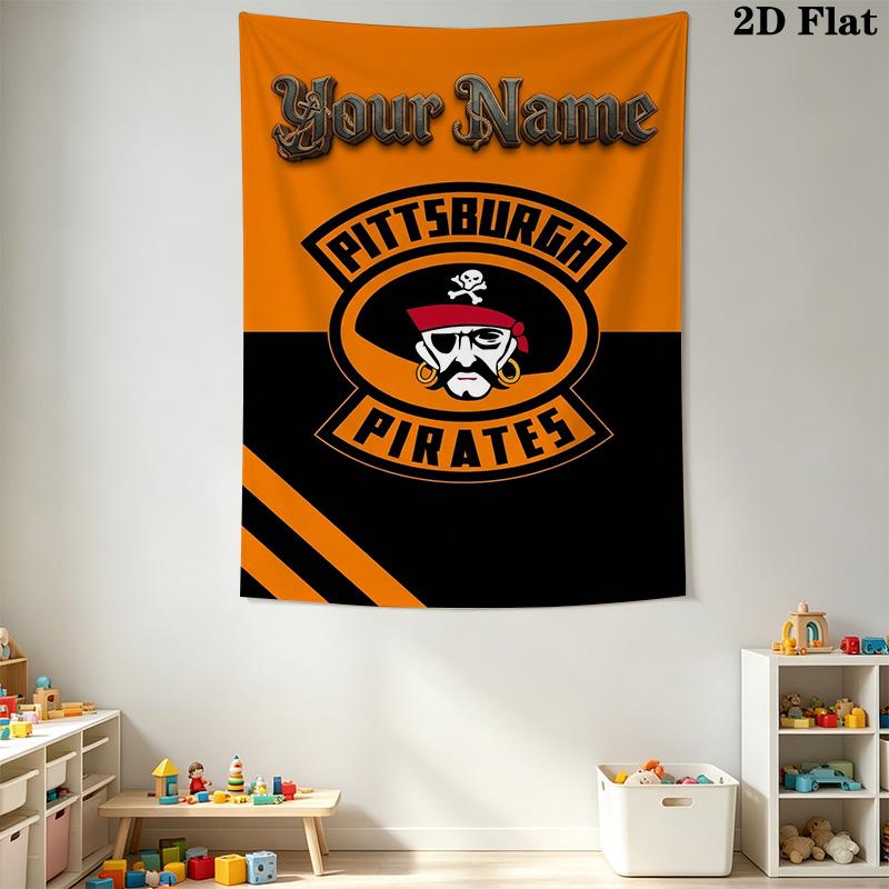 Name Custom Pittsburgh Pirates Wall Tapestry Aesthetic Wall Hanging Printed Fabric Blanket Decorative Tapestries for Bedroom Living Room Home Decor