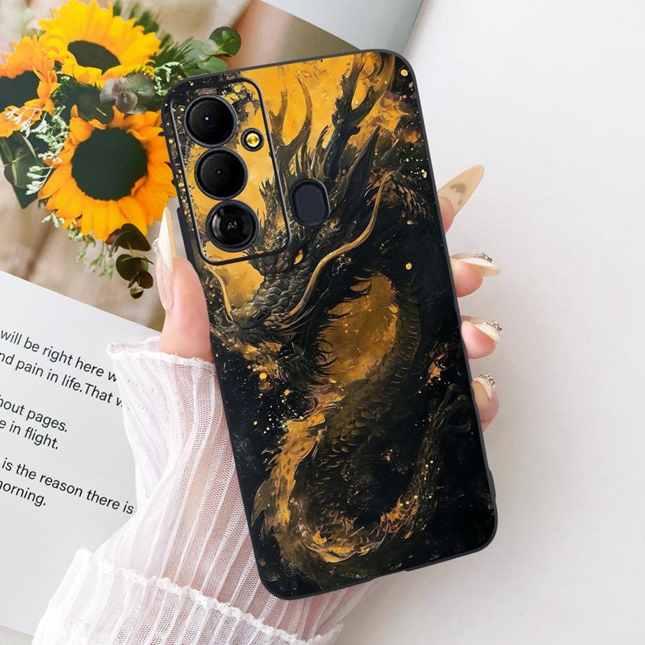 For Tecno Pop 6 GO Case BE6j Cute Bow Flowers Painted Cover Soft TPU Phone Case For Tecno Pop 6 Pro BE8 Pop6 GO Back Cover Coque
