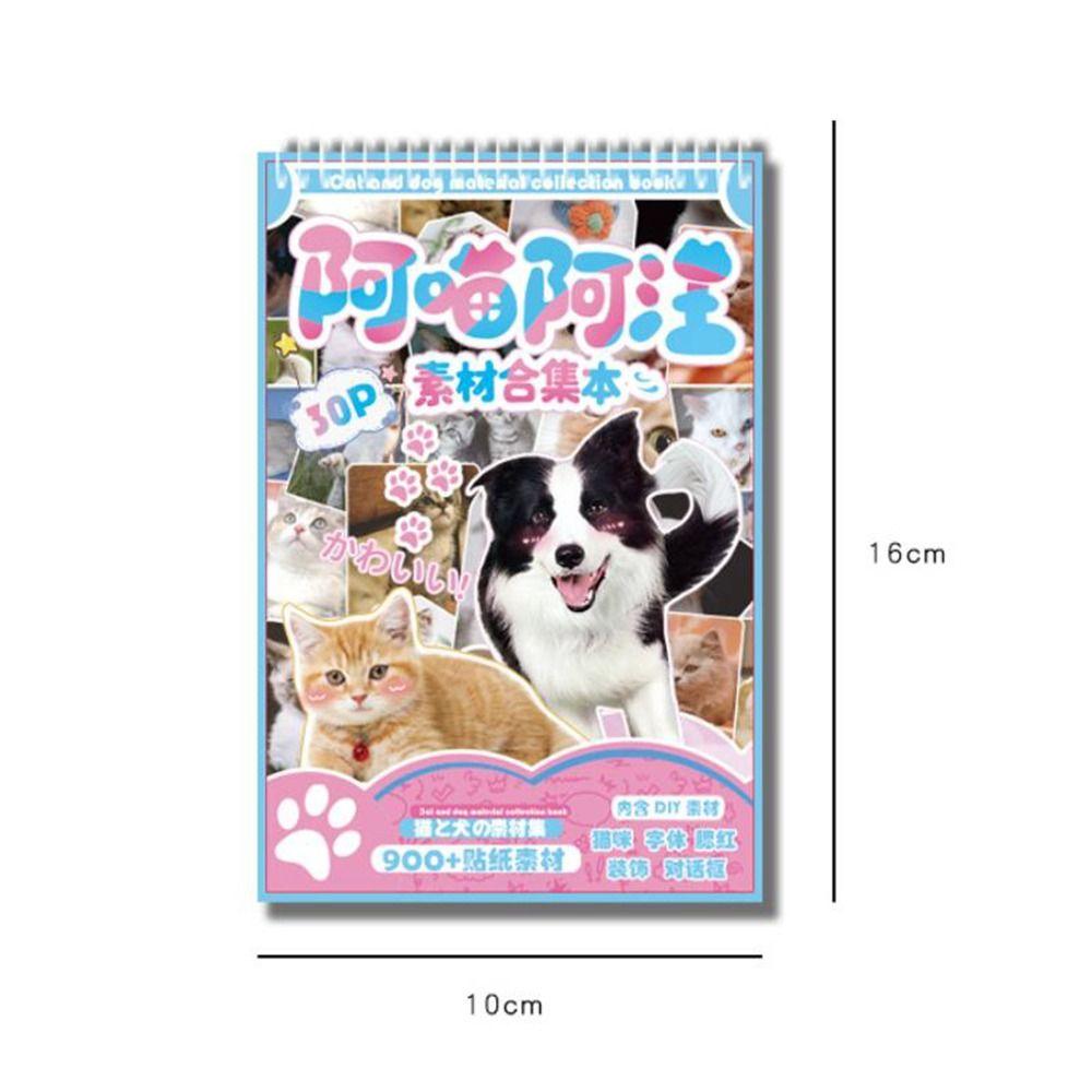 Coil-Bound Pets Sticker Book Ring Binding DIY Handbook Stickers Animal Sticker Book  DIY Collage