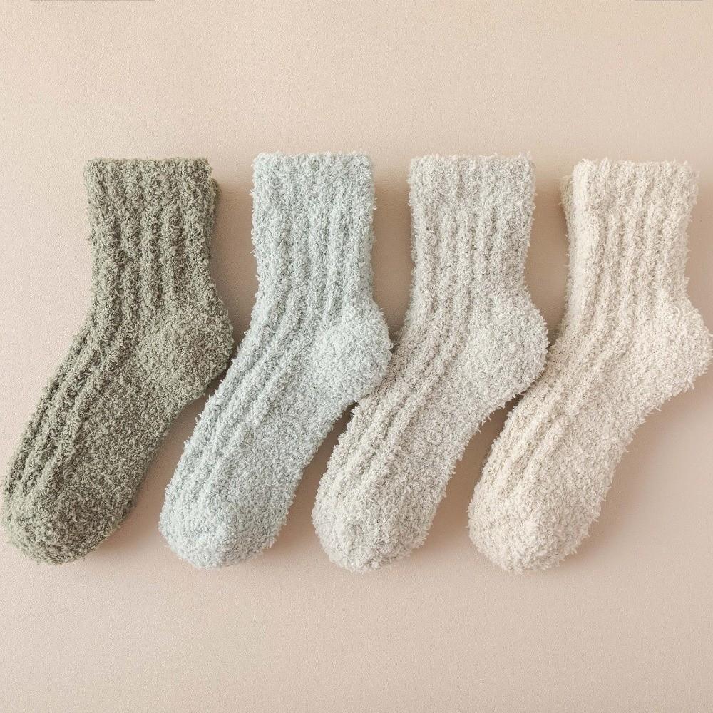 1/4 Pairs Winter Coral Velvet Socks Warm Floor Socks Soft Cotton Socks Sleep Socks