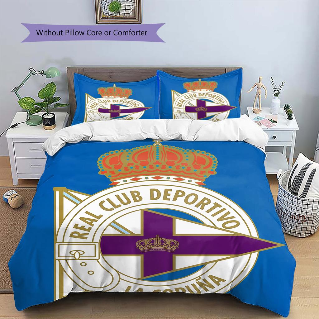 Deportivo de La Coruña Set Copripiumino con Fantasia Decorazione per la Casa Regalo (1 * copripiumino + 2 * federe senza imbottitura)