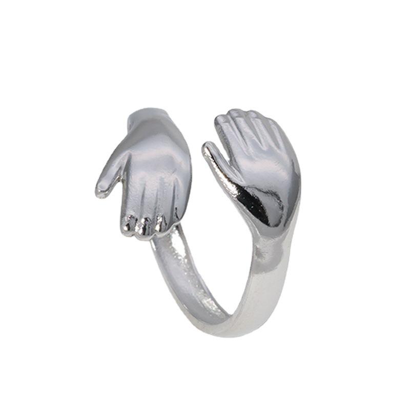 Exaggerated Titanium Steel Hug Ring for Women - Unique Hip-Hop Style