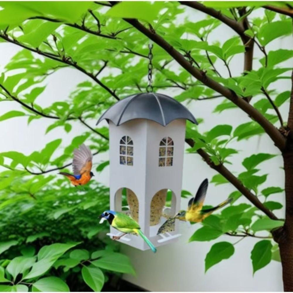 Waterproof Castle Bird Feeder Squirrel Proof Bird Feeding Station Hanging Bird Feeder  Patio